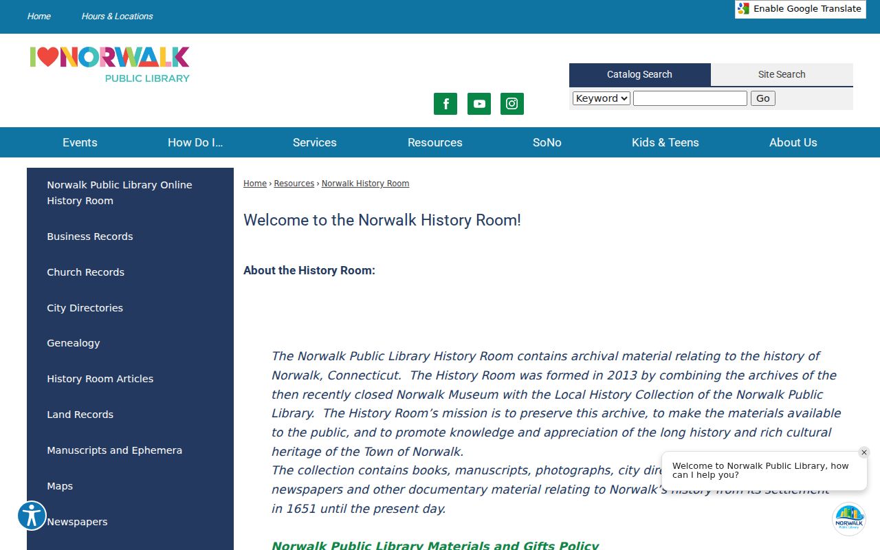 Norwalk city directory History Room and local history collection