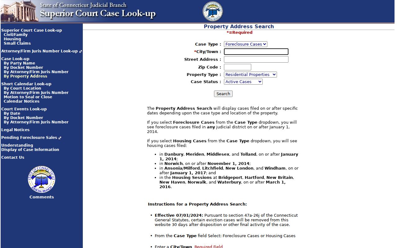 Norwalk resident lookup property address court search