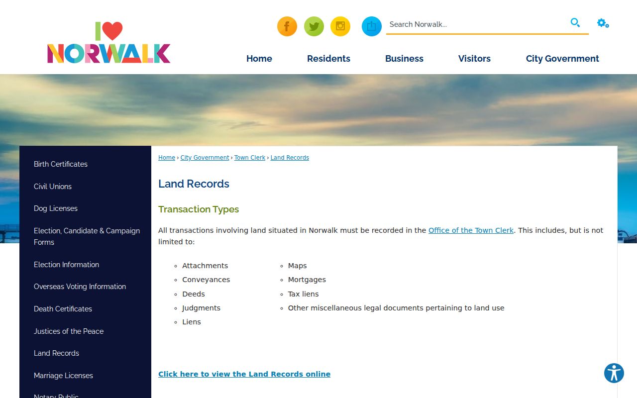Norwalk street directory Town Clerk land records