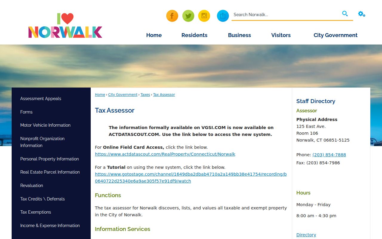 Norwalk street directory assessor property card